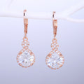Luxury Copper Plated Zircon Drop Earrings Elegant Women's Dangle Jewelry view 8
