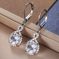 Luxury Copper Plated Zircon Drop Earrings Elegant Women's Dangle Jewelry view 1
