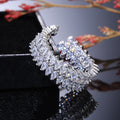 Fashion White Gold Plated Zircon Large Hoop Earrings, Simple European Round Jewelry For Women view 4