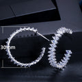 Fashion White Gold Plated Zircon Large Hoop Earrings, Simple European Round Jewelry For Women view 5