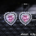 Personalized Heart Zircon Stud Earrings For Women Forest Style Fashion Jewelry view 5