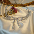 Korean Style Alloy Full Rhinestone Bow Choker Necklace Elegant Fashion Collarbone Jewelry view 4