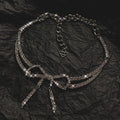 Korean Style Alloy Full Rhinestone Bow Choker Necklace Elegant Fashion Collarbone Jewelry view 3