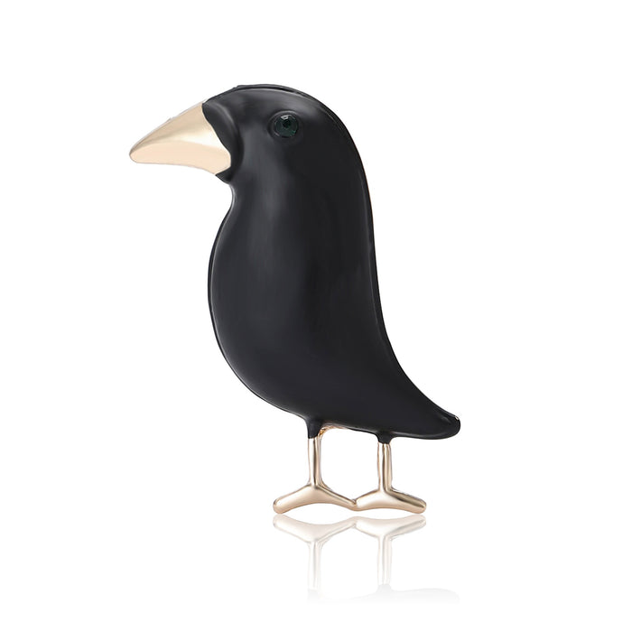 Alloy Enamel Crow Brooch For Unisex Suit And Coat Accessories