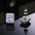 Luxury Full Rhinestone Square Stud Earrings For Women, Trendy Wedding Ear Jewelry view 4