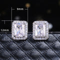 Luxury Full Rhinestone Square Stud Earrings For Women, Trendy Wedding Ear Jewelry view 5