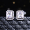 Luxury Full Rhinestone Square Stud Earrings For Women, Trendy Wedding Ear Jewelry view 3