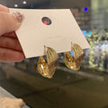 Alloy Silver Needle Geometric Twisted Hoop Earrings Trendy Light Luxury Statement Earrings for Women view 3