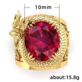 Creative Double Dragon Playing Pearl Ring With Rhinestones Fashion Statement Finger Jewelry view 5