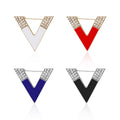 Fashion V Shape Rhinestone Enamel Brooch Korean Creative V Neck Anti Exposure Dress Accessory view 1