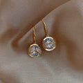 Minimalist Alloy Drop Earrings With Large Round Rhinestone, Korean Cool Style Geometric Dangle Earrings view 4
