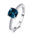 Micro Pave Zircon Royal Blue Square Stone Ring For Women Minimalist Engagement Jewelry view 1