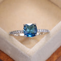 Micro Pave Zircon Royal Blue Square Stone Ring For Women Minimalist Engagement Jewelry view 3