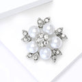 Fashion Alloy Faux Pearl Rhinestone Flower Brooch Pin For Women's Clothing view 4