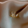 Gold Plated Alloy Cat Eye Rabbit Open Ring Korean Minimalist OL Fashion Animal Jewelry view 3