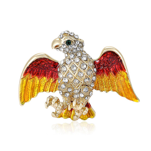 Enamel Rhinestone Alloy Eagle Brooch Pin For Creative Animal Apparel