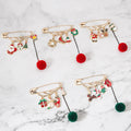 New Japanese Korean Creative Christmas Tassel Pom Pom Brooch Snowman Elk Cane Glove Lapel Pin view 2