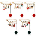New Japanese Korean Creative Christmas Tassel Pom Pom Brooch Snowman Elk Cane Glove Lapel Pin view 1