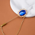 Vintage Palace Style Crystal Rhinestone Brooch With Chain Tassel, Versatile Lapel Pin Badge Accessory view 3