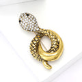 Vintage Alloy Rhinestone Snake Brooch For Punk Suit Lapel view 3