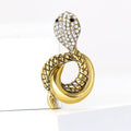Vintage Alloy Rhinestone Snake Brooch For Punk Suit Lapel view 1