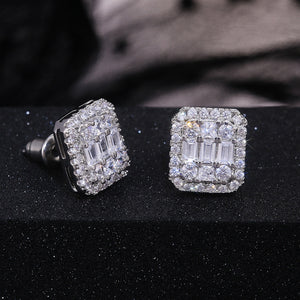 Korean Fresh Style Square Zircon Stud Earrings For Women Versatile Fashion Jewelry