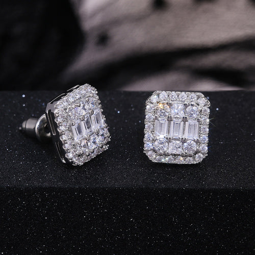 Korean Fresh Style Square Zircon Stud Earrings For Women Versatile Fashion Jewelry