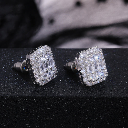 Korean Fresh Style Square Zircon Stud Earrings For Women Versatile Fashion Jewelry