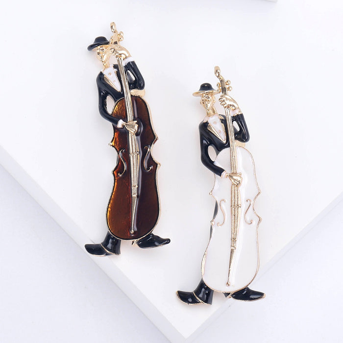 Creative Alloy Enamel Cellist Brooch Pin For Music Themed Clothing