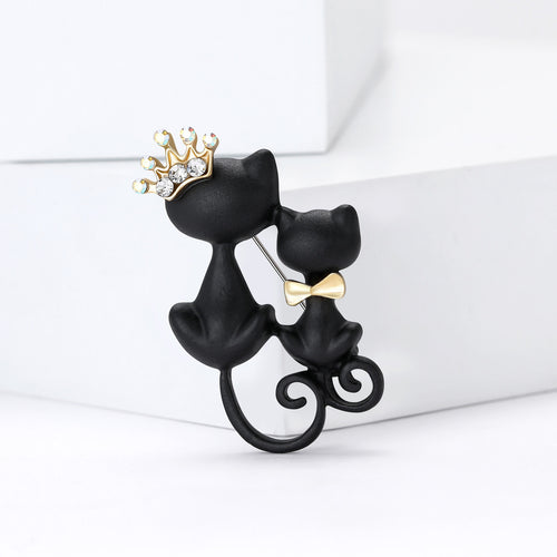 Alloy Rhinestone Black Cat Brooch For Women's Clothing Decoration