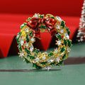 Alloy Enamel Rhinestone Christmas Bow Wreath Brooch Pin For Apparel view 1