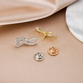 Japanese Korean Rhinestone Bowknot Mini Brooch, Anti Exposure Clothing Button Decorative Pin view 3