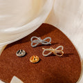 Japanese Korean Rhinestone Bowknot Mini Brooch, Anti Exposure Clothing Button Decorative Pin view 2
