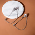 Korean Vintage Small Snake Pearl Brooch Pin With Chain Tassel, Palace Style Cardigan Coat Accessory view 3