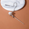 Korean Vintage Small Snake Pearl Brooch Pin With Chain Tassel, Palace Style Cardigan Coat Accessory view 4