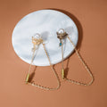 Korean Vintage Small Snake Pearl Brooch Pin With Chain Tassel, Palace Style Cardigan Coat Accessory view 2