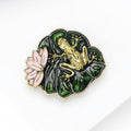 Alloy Enamel Lotus Leaf Frog Brooch Pin For Vintage Apparel view 3