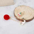 Christmas Pom Pom Brooch Pin 2 Piece Set With Snowman Bell Reindeer Moon Holiday Chest Pins view 4