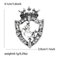 Alloy Rhinestone Shield Crown Horse Brooch For Men's Suit Decoration view 5