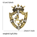 Alloy Rhinestone Shield Crown Horse Brooch For Men's Suit Decoration view 6