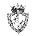 Alloy Rhinestone Shield Crown Horse Brooch For Men's Suit Decoration view 2