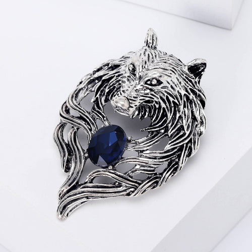 Alloy Vintage Wolf Head Brooch Pendant For Men's Suit Lapel