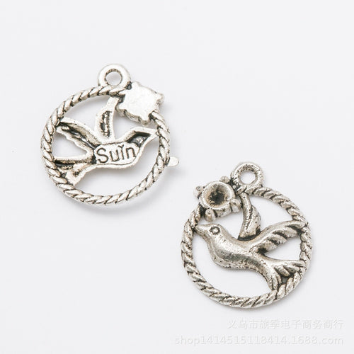 Vintage Zinc Alloy Bird Pendant DIY Jewelry Accessories For Necklace Bracelet Craft Making