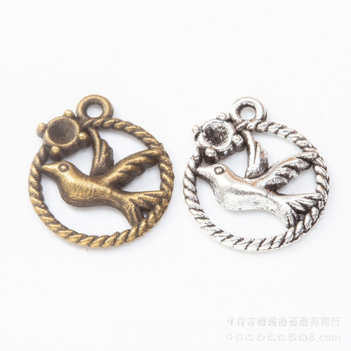 Vintage Zinc Alloy Bird Pendant DIY Jewelry Accessories For Necklace Bracelet Craft Making