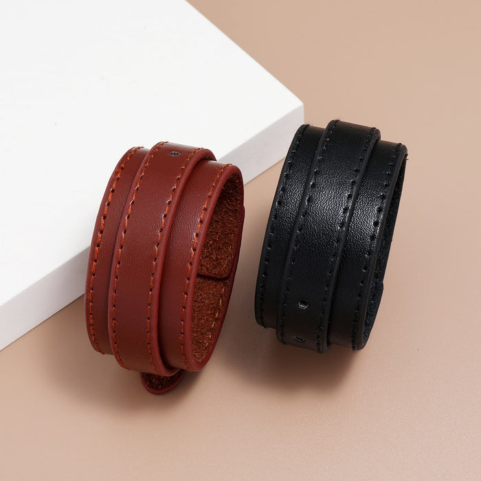 Direct Multi Layer PU Leather Bracelet Simple Men's Punk Faux Cowhide Wristband