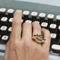Trendy Creative Eye Shape Copper Ring With Zircon For Women, European American Fashion Jewelry view 3