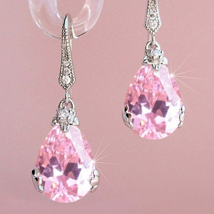 Simple Water Drop Zircon Earrings For Women, Versatile Korean Style Dangle Ear Jewelry
