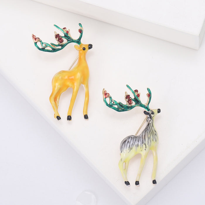 Alloy Enamel Deer Brooch Pin Pendant For Simple Clothing Decoration