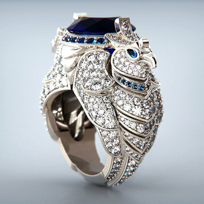 Fashion Parrot Rhinestone Women's Ring Animal Shape Crystal Inlaid Finger Jewelry Accessory