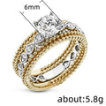 Fashion OL Women Cubic Zirconia Ring Luxury Two Tone Plated Engagement Proposal Jewelry view 2